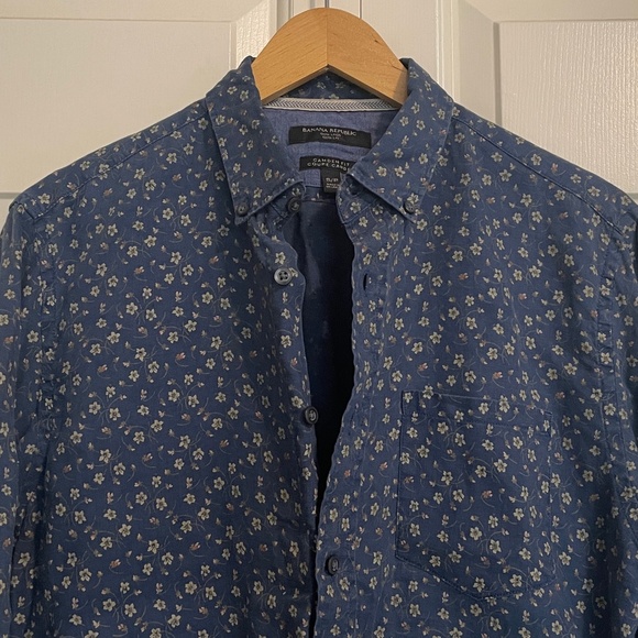 Banana Republic Floral Print Linen Shirt - Small - Picture 2 of 6